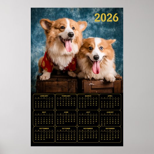 Corgi Duo 2026 Calendar Poster (Voorkant)