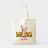 Corgi Easter Bunny Flowers Cute Personalized Tote Bag (Voorkant)