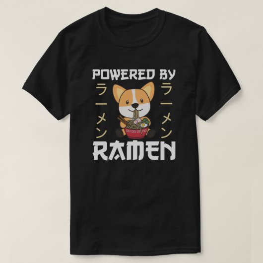 Corgi Eating Ramen - Cute Kawaii Noodles - Powered T-shirt (Design voorkant)