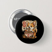 Corgi Eating Ramen Ronde Button 5,7 Cm (Voorkant /achterkant)