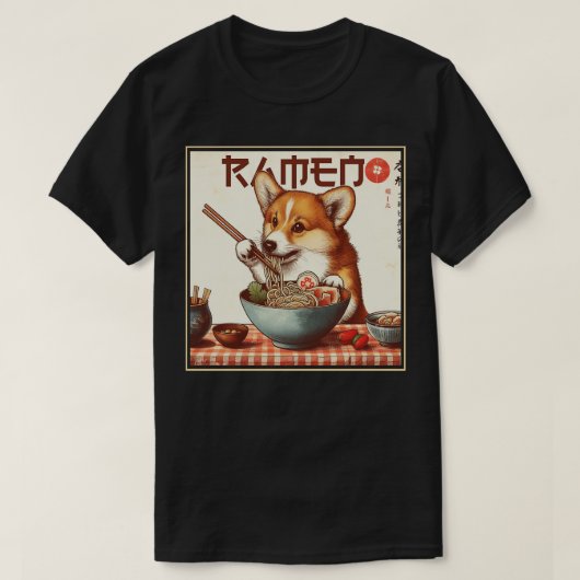 Corgi Eating Ramen T-shirt (Design voorkant)