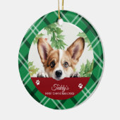 Corgi Eerste Kerstmis Persoonlijk Keramisch Ornament (Links)