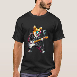 Corgi Elektrische Gitaar Grappige Hond Rock Band M T-shirt