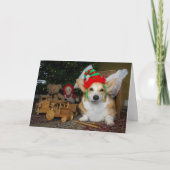 Corgi Elf in a Box Christmas card Kaart (Voorkant)