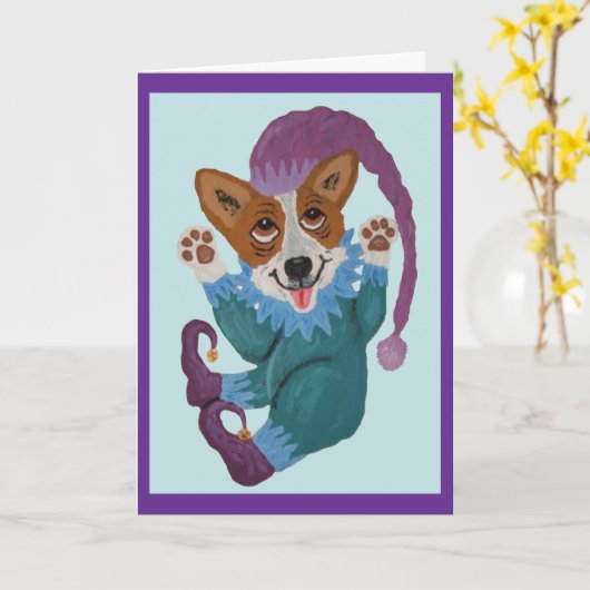 Corgi elf kaart (Gele Bloem)