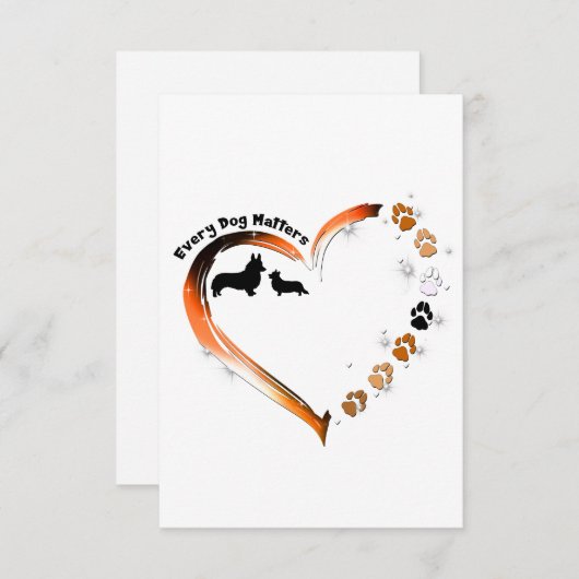 Corgi Elke hond doet ertoe Hart Hond Paws Bedankkaart (Voorkant / Achterkant)