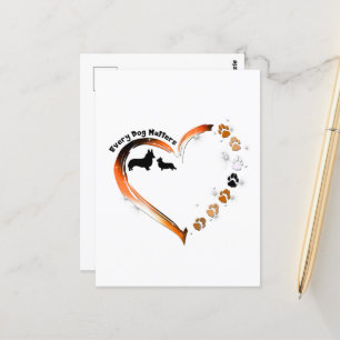 Corgi Elke hond doet ertoe Hart Hond Paws Briefkaart
