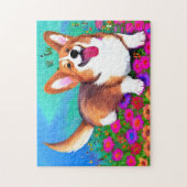 Corgi en bloemen legpuzzel (Verticaal)
