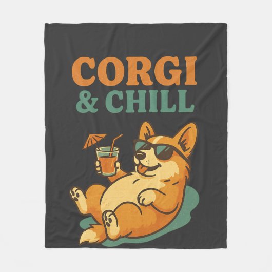 Corgi en chillen fleece deken (Voorkant)