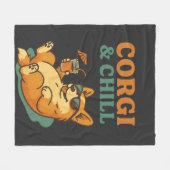Corgi en chillen fleece deken (Voorkant (Horizontaal))