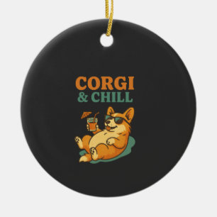 Corgi en Chillen Keramisch Ornament