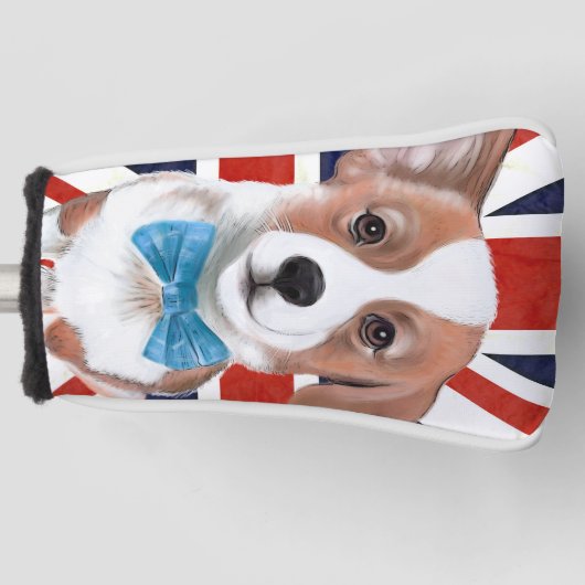 Corgi en de Engelse vlag Golfheadcover (Voorkant)