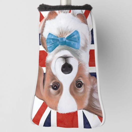 Corgi en de Engelse vlag Golfheadcover (Draai 90)