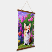 Corgi en Flowers Hangend Wandkleed (Gebogen)
