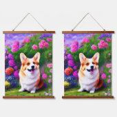 Corgi en Flowers Hangend Wandkleed (Dubbel)
