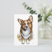 Corgi en koeien briefkaart (Staand voorkant)