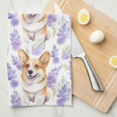 Corgi en lavendel bloemen patroon theedoek (Quarter Fold)