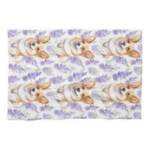 Corgi en lavendel bloemen patroon
