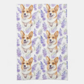Corgi en lavendel bloemen patroon theedoek (Verticaal)