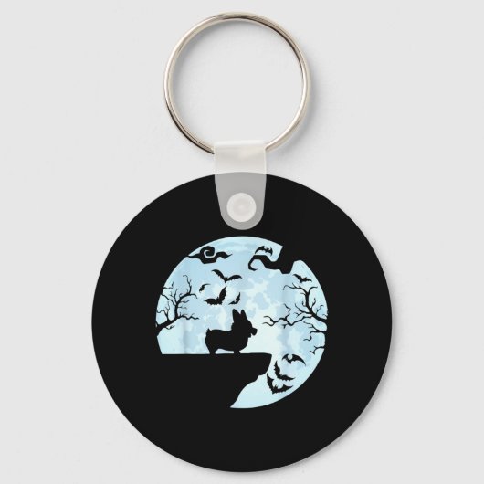 Corgi en Maan Halloween Sleutelhanger (Voorkant)