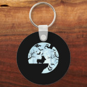 Corgi en Maan Halloween Sleutelhanger (Voorkant)