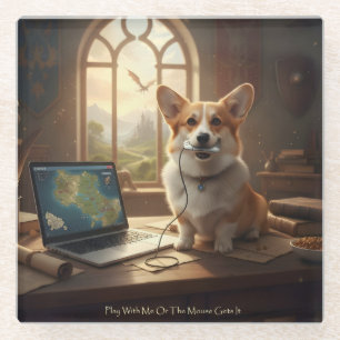 Corgi en Muis Glazen Onderzetter