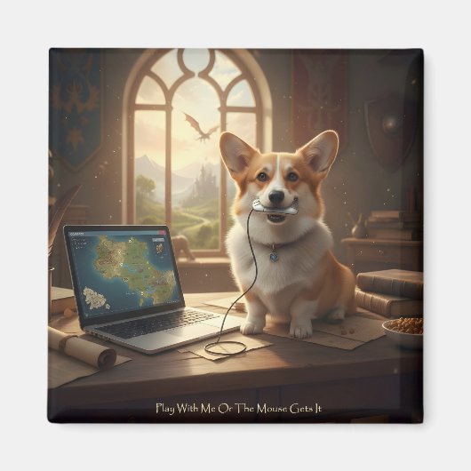 Corgi en Muis Magneet (Voorkant)