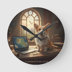 Corgi en Muis Ronde Klok