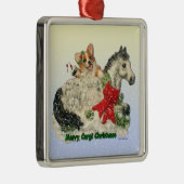 Corgi en Pony kerstversiering Metalen Ornament (Rechts)