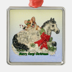 Corgi en Pony kerstversiering Metalen Ornament