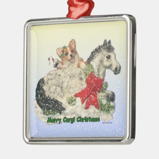 Corgi en Pony kerstversiering Metalen Ornament (Links)