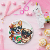 Corgi en Pug Uno Kaart spel Papieren Bordje (Feest)