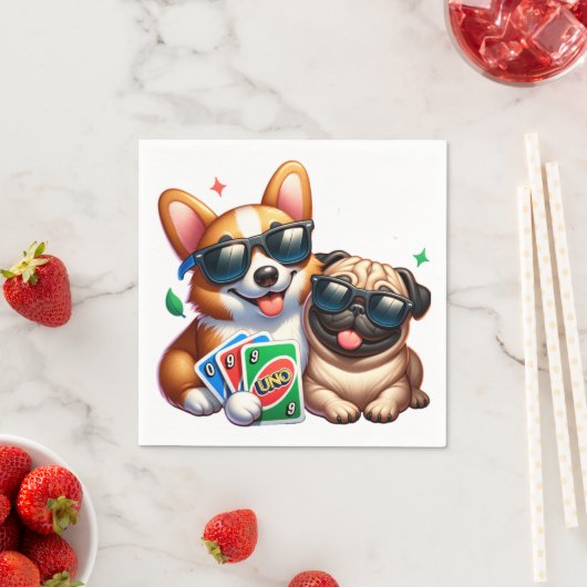 Corgi en Pug Uno Kaart spel Servet (Insitu)