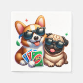 Corgi en Pug Uno Kaart spel Servet (Voorkant)