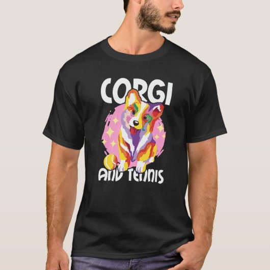 Corgi en Tennis T-shirt (Voorkant)
