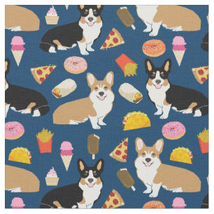 corgi en tricolored corgi junk food stof