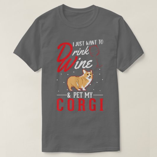 Corgi En Wijn  T-shirt (Design voorkant)