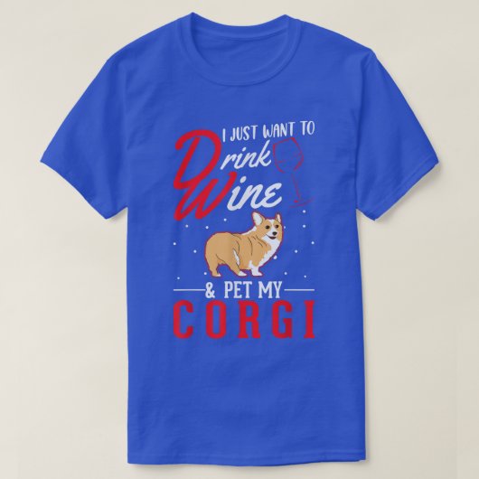 Corgi en wijn t-shirt (Design voorkant)