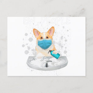 Corgi Ew People Funny Dog was handen met een fac Briefkaart