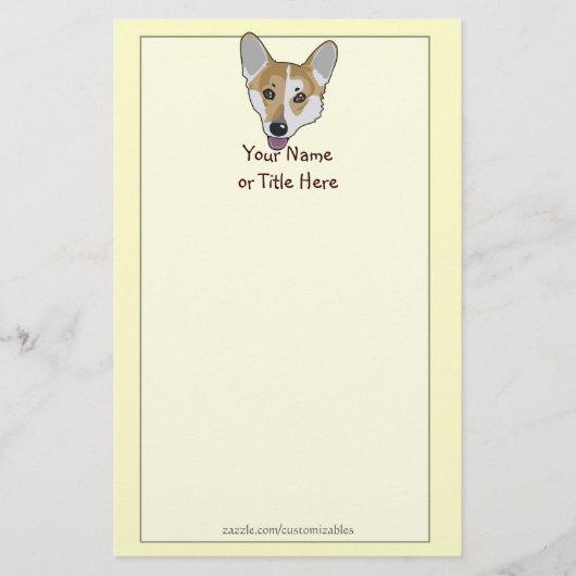 Corgi Face Stationery Briefpapier (Voorkant)