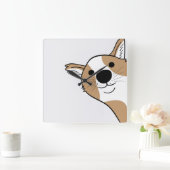 Corgi Face Vierkante Klok (Huis)
