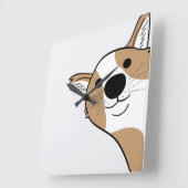 Corgi Face Vierkante Klok (Hoek)