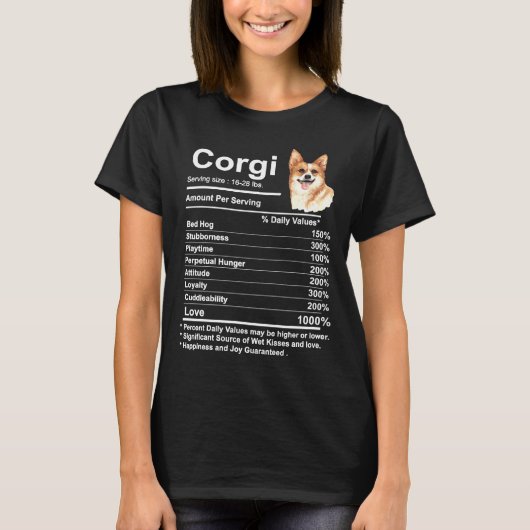 Corgi Facts Nutrition Funny Corgi Mama Dog  675 T-shirt (Voorkant)
