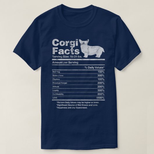 Corgi Facts Nutritional Fact Corgi Lover Corgi T-shirt (Design voorkant)