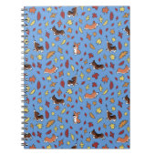 Corgi Fall Leaves Blue Plain Notebook Notitieboek (Voorkant)