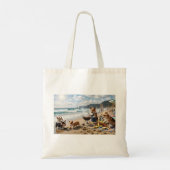 Corgi-familie op het strand tote bag (Achterkant)