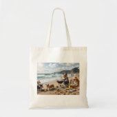 Corgi-familie op het strand tote bag (Voorkant)