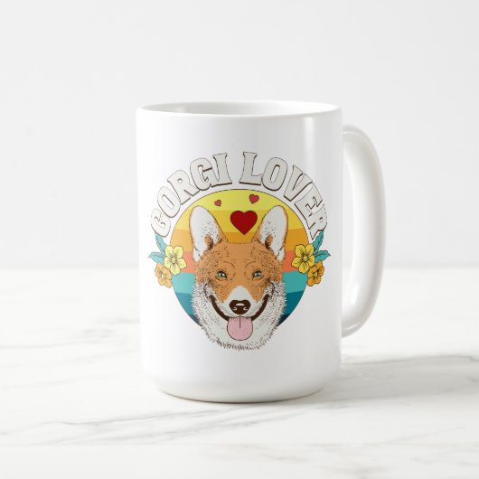 CORGI FANAAT regenboog Koffiemok (Voorkant rechts)