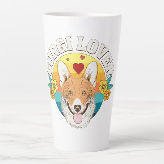 CORGI FANAAT regenboog Latte Mok (Voorkant)