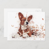 Corgi & Feather Art Briefkaart (Voorkant / Achterkant)
